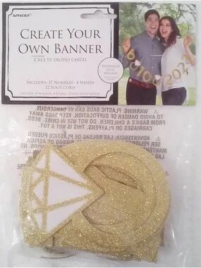 Customizable Gold Glitter Wedding Banner Kit